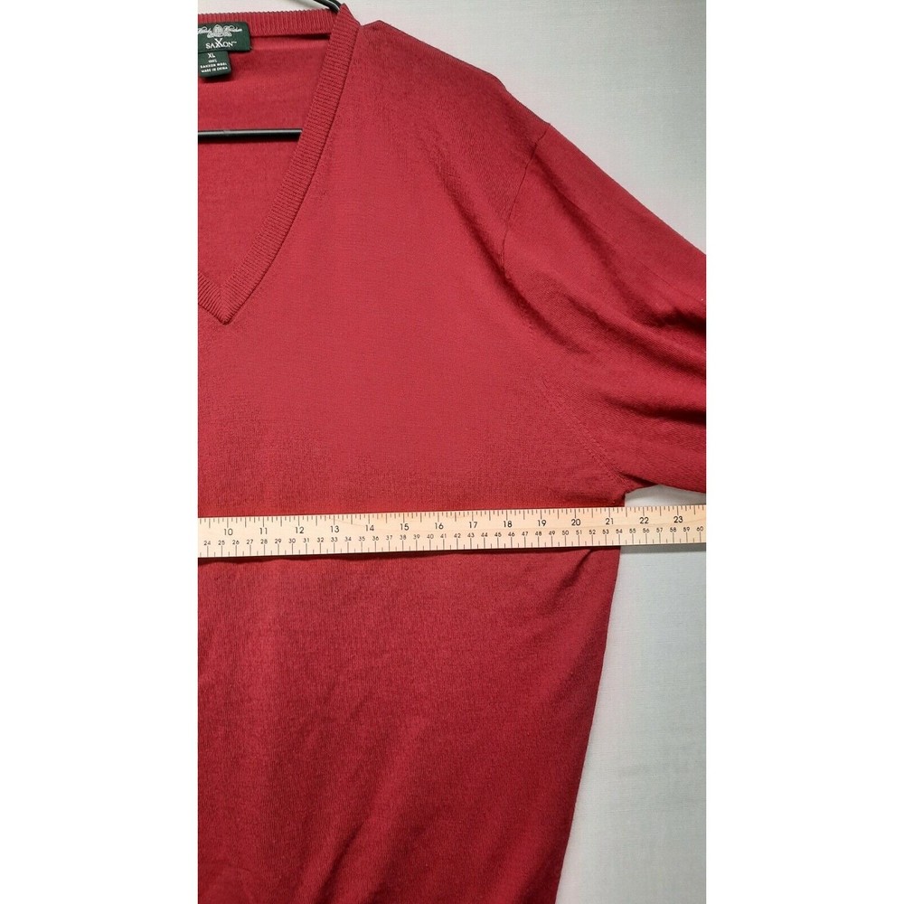 Brooks Brothers  Saxxon Wool Sweater V Neck Pullover Burgandy Mens XL - Picture 5 of 8